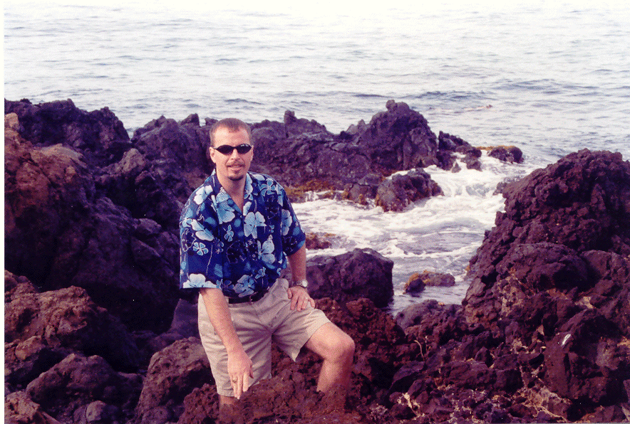 Damian on the rocks in Maui